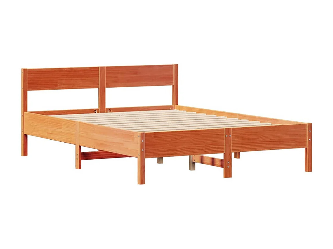 Cadre de lit sans matelas cire marron 150x200cm bois pin massif