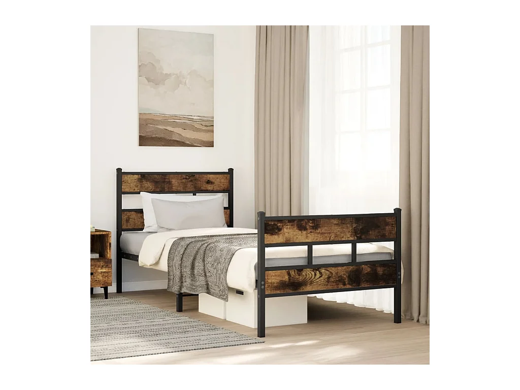 Giroletto senza Materaso in Metallo Rovere Fumo 107x203 cm