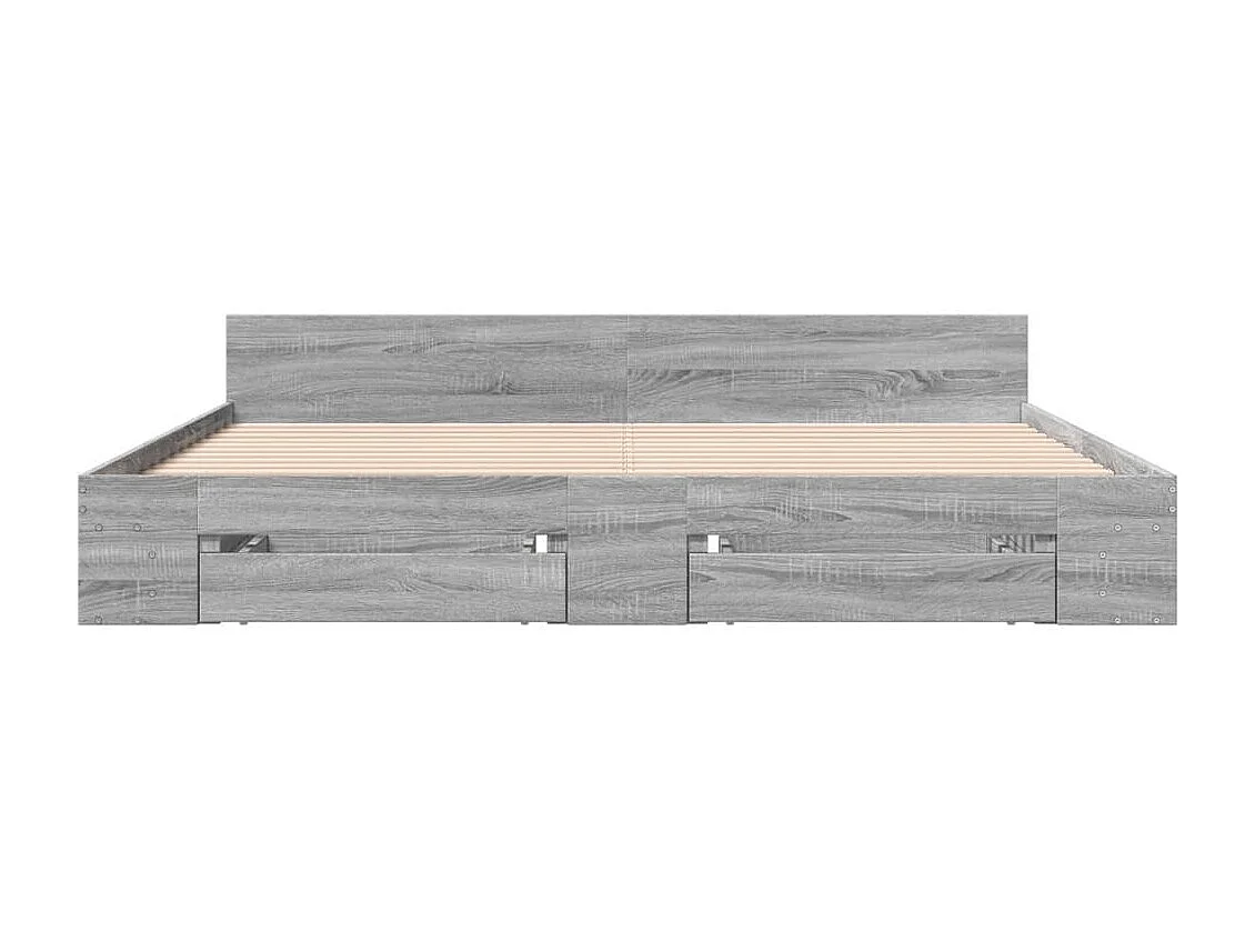 Estrutura de cama c/ gavetas derivados madeira cinza sonoma