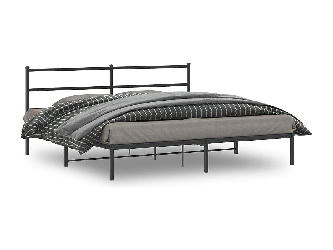 Bedframe met hoofdbord metaal zwart 193x203 cm