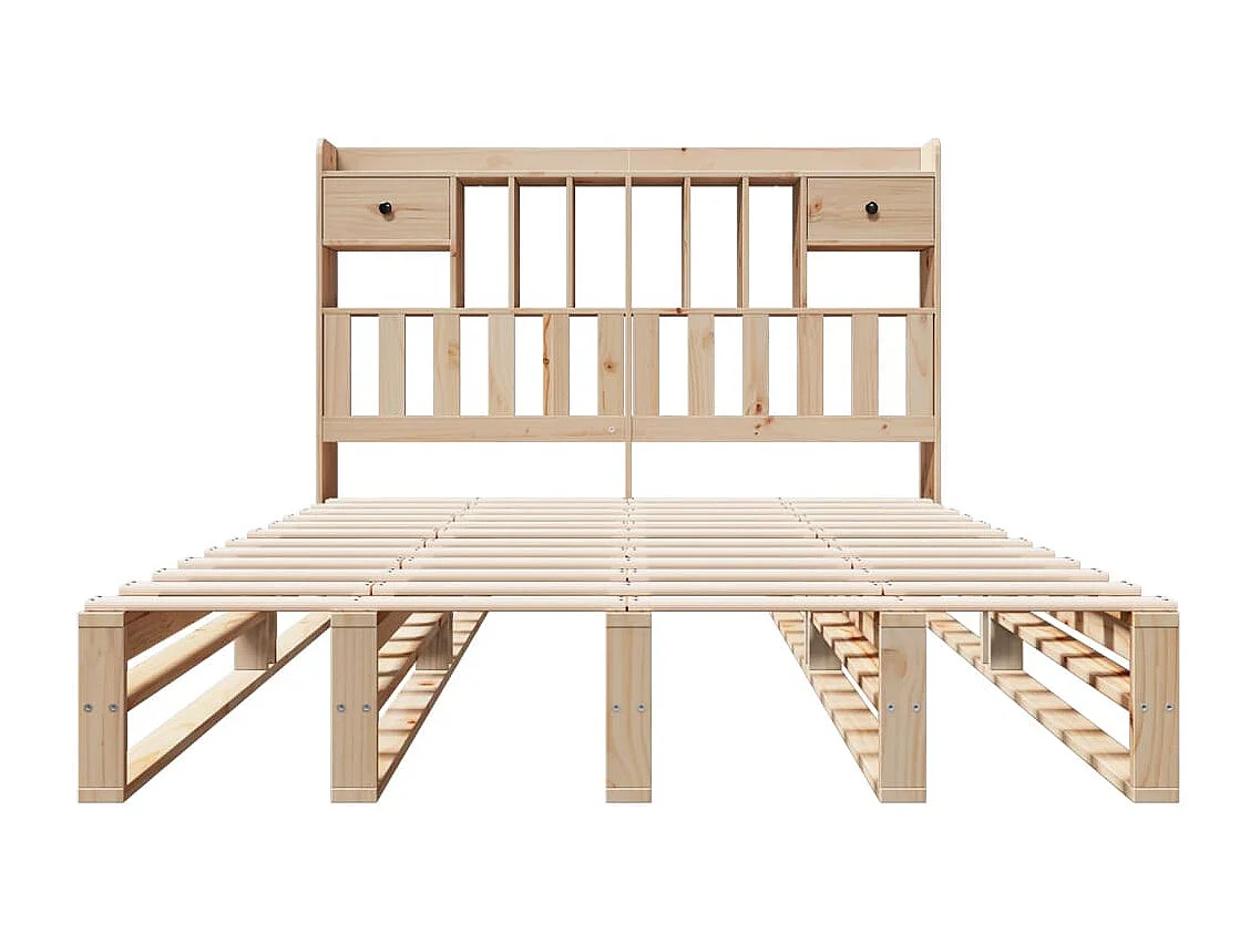 Lit bibliothèque sans matelas 150x200 cm bois massif de pin