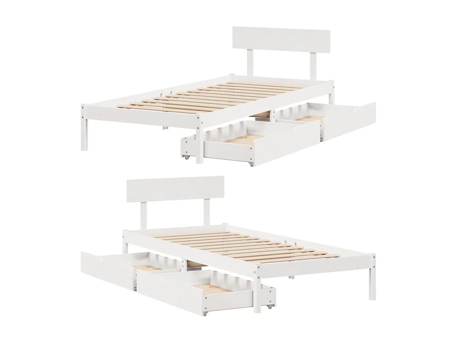 Cadre de lit sans matelas blanc 90x200 cm bois de pin massif