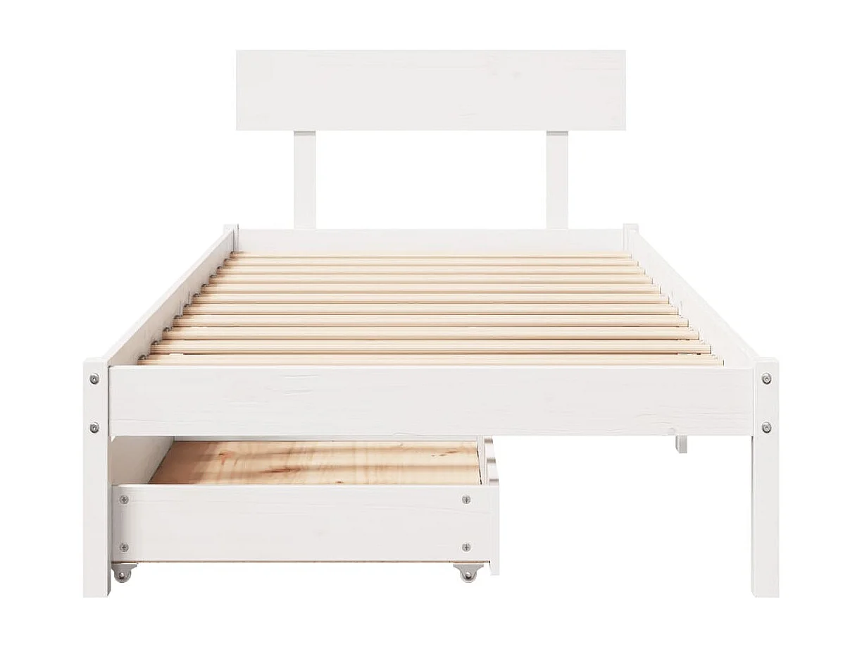 Massivholzbett ohne Matratze Weiß 90x200 cm Kiefernholz