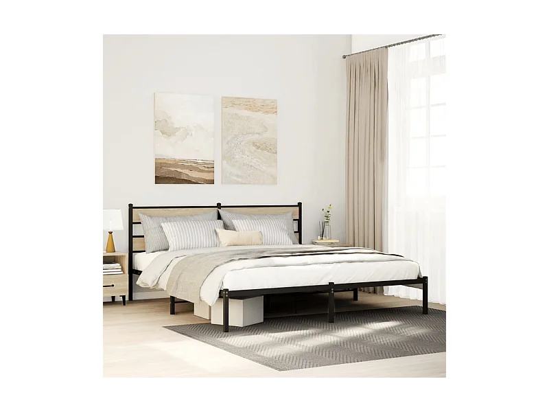 Estrutura de cama sem colchão 200x200cm metal carvalho sonoma