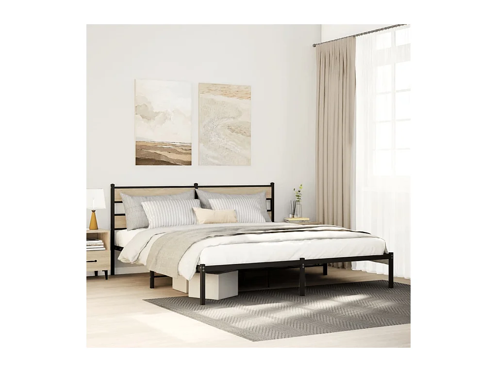 Cadre de lit en métal sans matelas chêne sonoma 200x200 cm