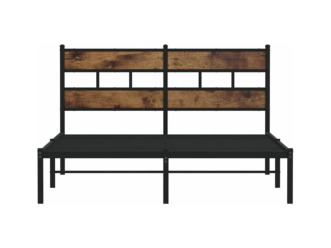 Cadre de lit en métal sans matelas chêne fumé 140x190 cm