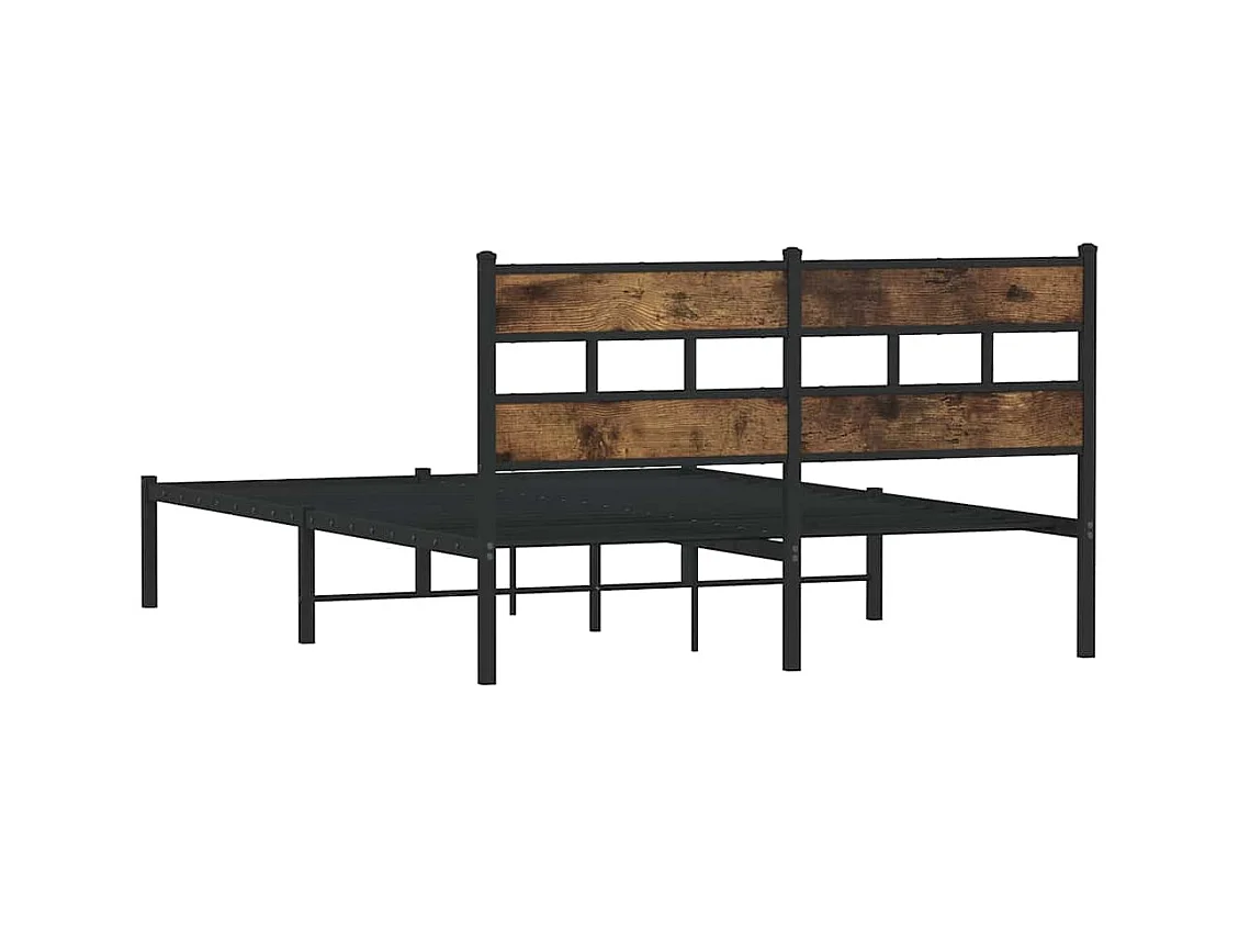 Cadre de lit en métal sans matelas chêne fumé 140x190 cm