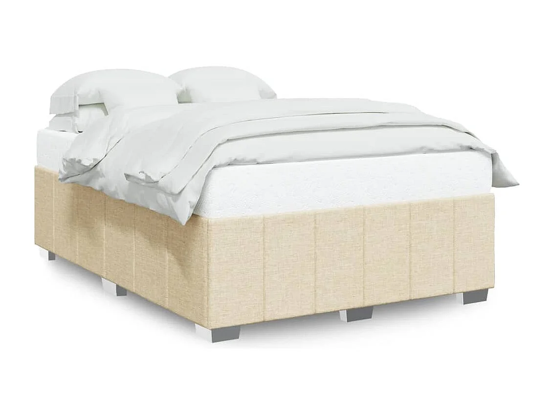 Cadre de lit sans matelas crème 140x200 cm tissu