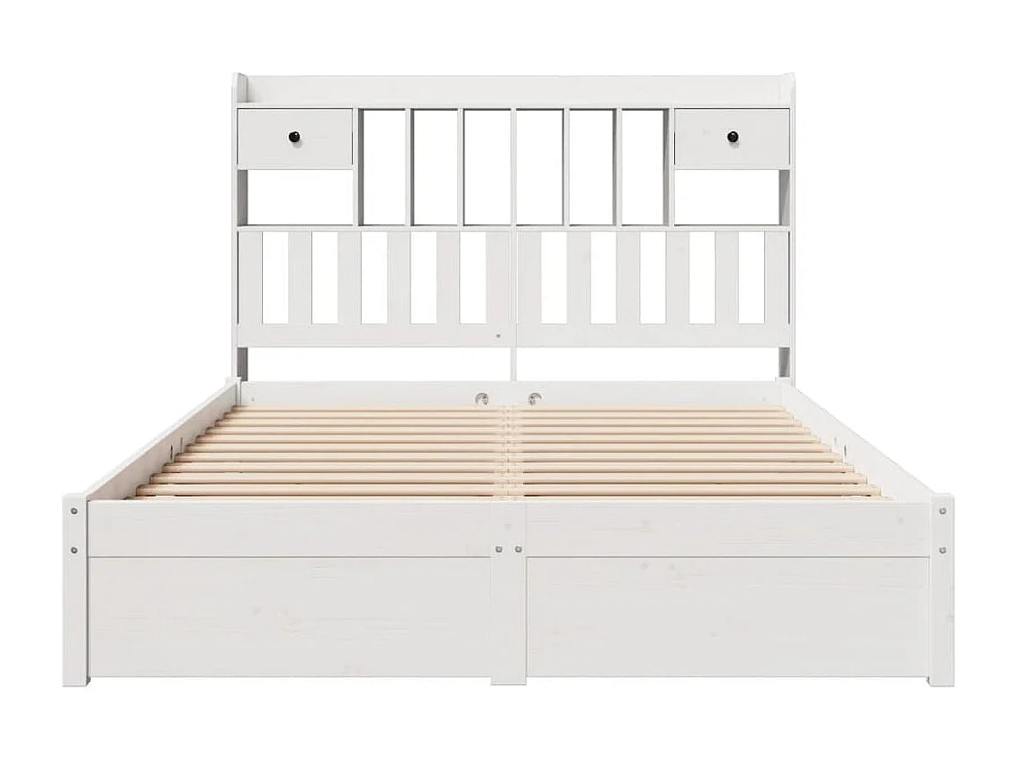 Lit bibliothèque sans matelas blanc 150x200 cm bois pin massif