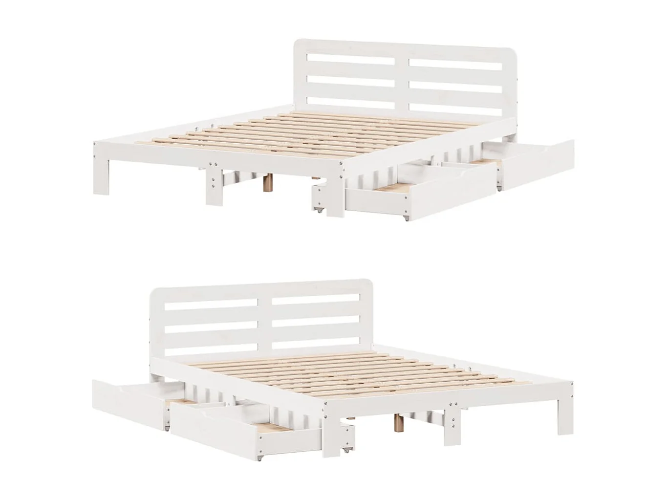 Cadre de lit sans matelas blanc 140x190 cm bois de pin massif