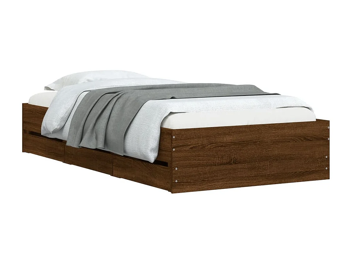 Cadre de lit avec tiroirs sans matelas chêne marron 100x200 cm