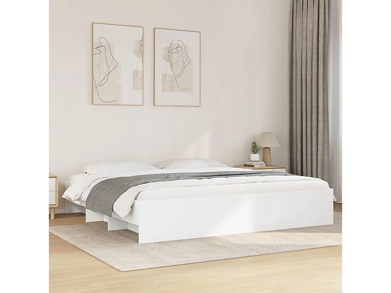 Cadre de lit sans matelas blanc 200x200 cm bois d'ingénierie
