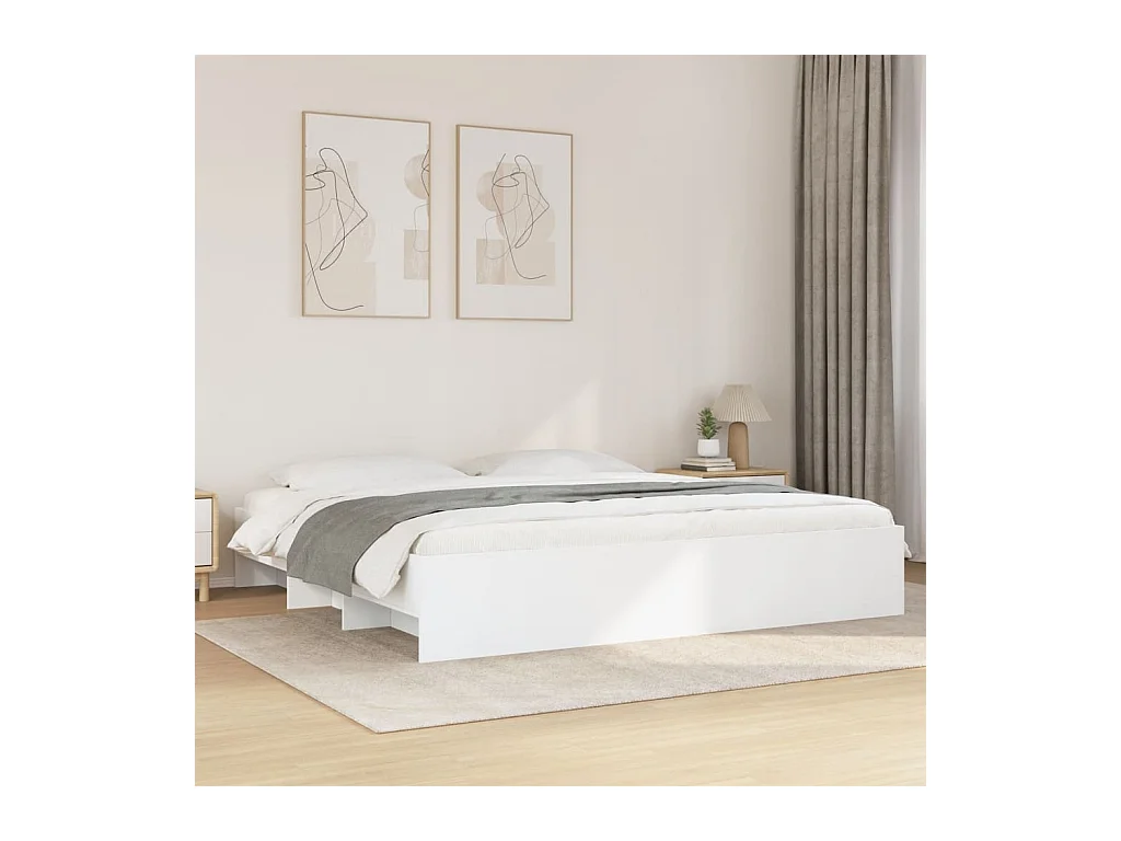 Estructura de cama madera de ingeniería blanca 200x200 cm