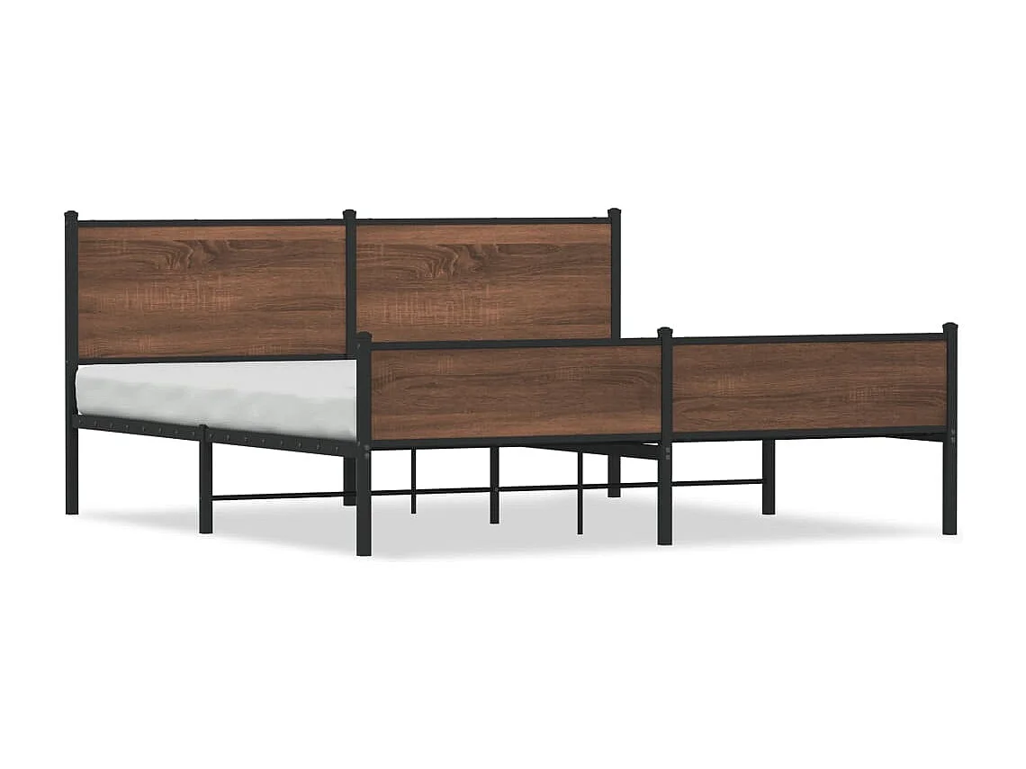 Metallbett ohne Matratze Braun Eichen-Optik 183x213 cm