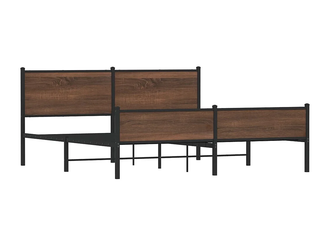 Estrutura cama sem colchão 183x213 cm metal carvalho castanho