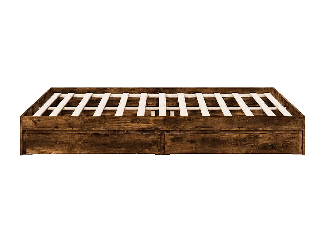 Cama con cajones madera de ingeniería roble ahumado 150x200 cm