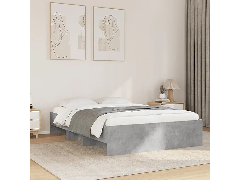 Cadre de lit sans matelas gris béton 120x190 cm bois ingénierie