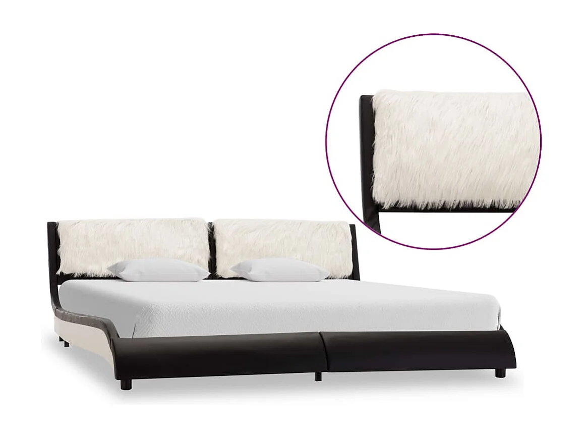 Cadre de lit sans matelas noir et blanc similicuir 180x200 cm