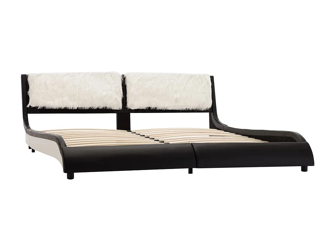 Cadre de lit sans matelas noir et blanc similicuir 180x200 cm