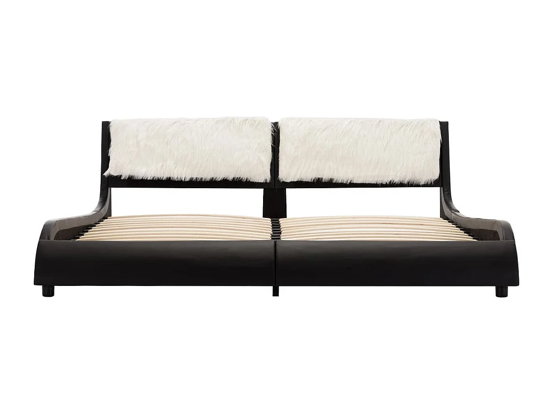 Cadre de lit sans matelas noir et blanc similicuir 180x200 cm