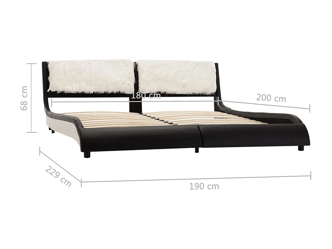 Cadre de lit sans matelas noir et blanc similicuir 180x200 cm