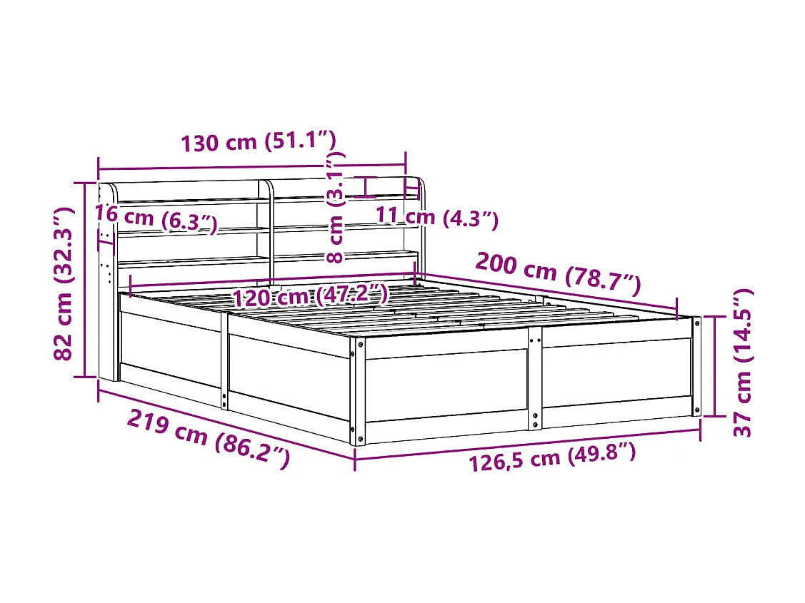 Estrutura de cama com cabeceira e pés 107x203 cm metal preto