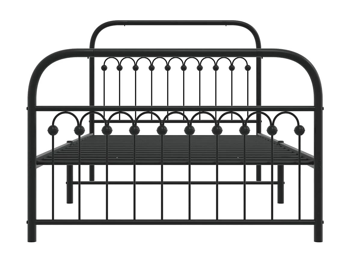 Cadre de lit métal sans matelas avec pied de lit noir 107x203cm
