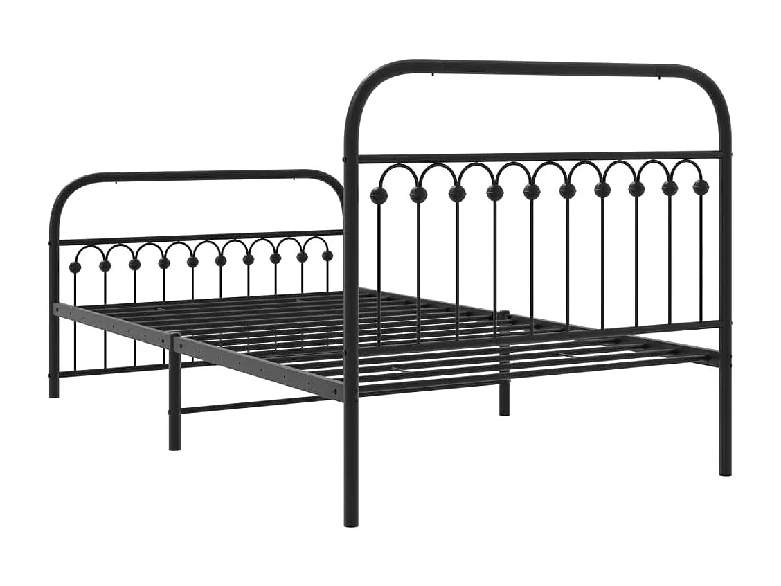Cadre de lit métal sans matelas avec pied de lit noir 107x203cm