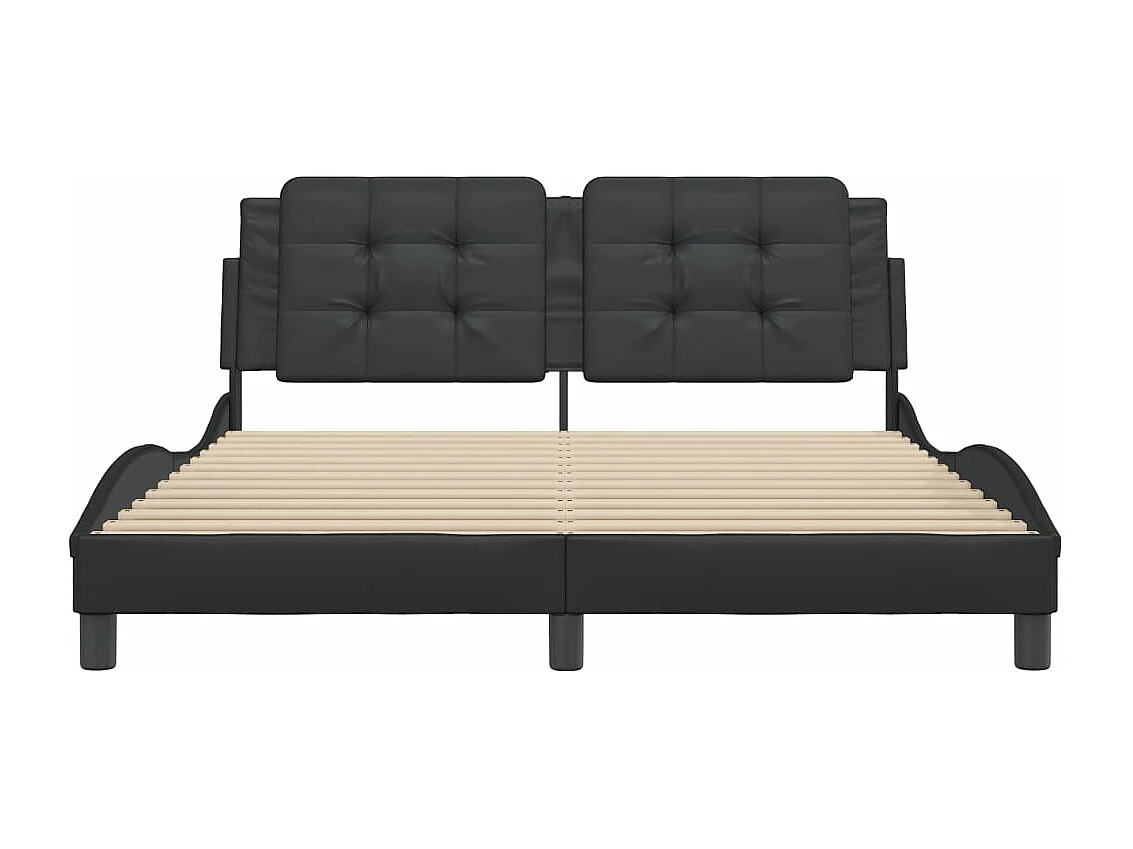 Estrutura cama c/ cabeceira 160x200 cm couro artificial preto