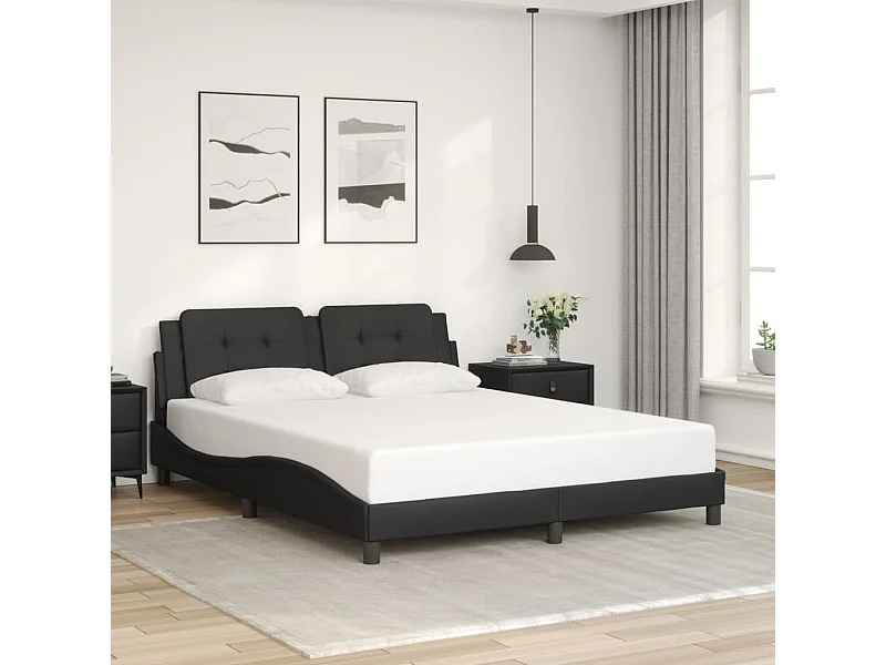 Bedframe met hoofdbord kunstleer zwart 160x200 cm