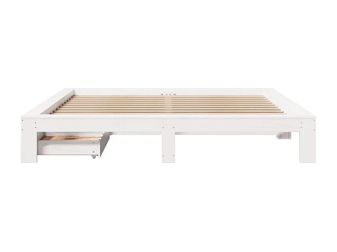 Cadre de lit sans matelas blanc 200x200 cm bois massif de pin