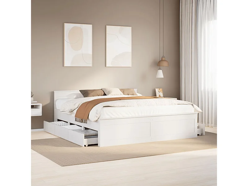 Giroletto senza Materasso con Testiera Bianco 180x200 cm Pino