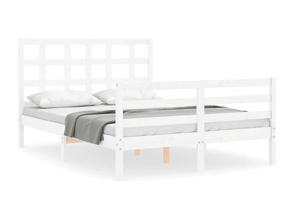 Cadre de lit sans matelas blanc bois massif