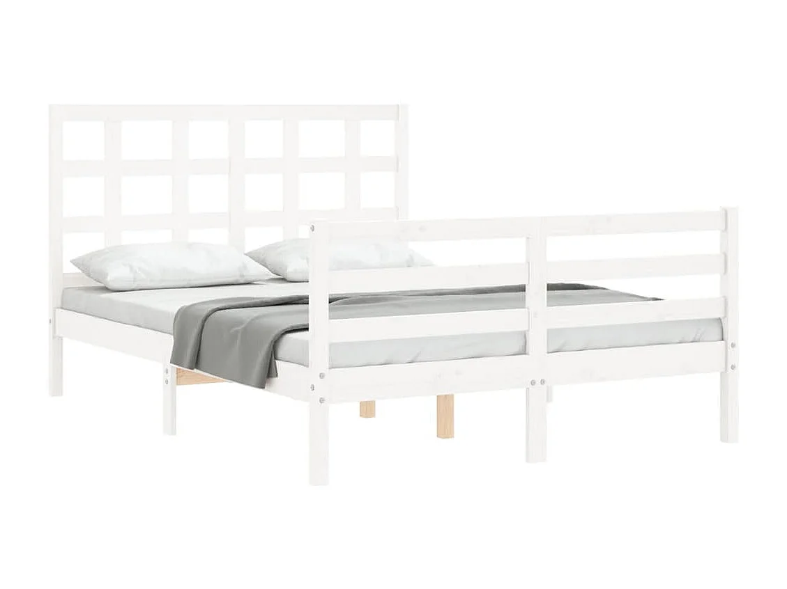 Cadre de lit sans matelas blanc bois massif