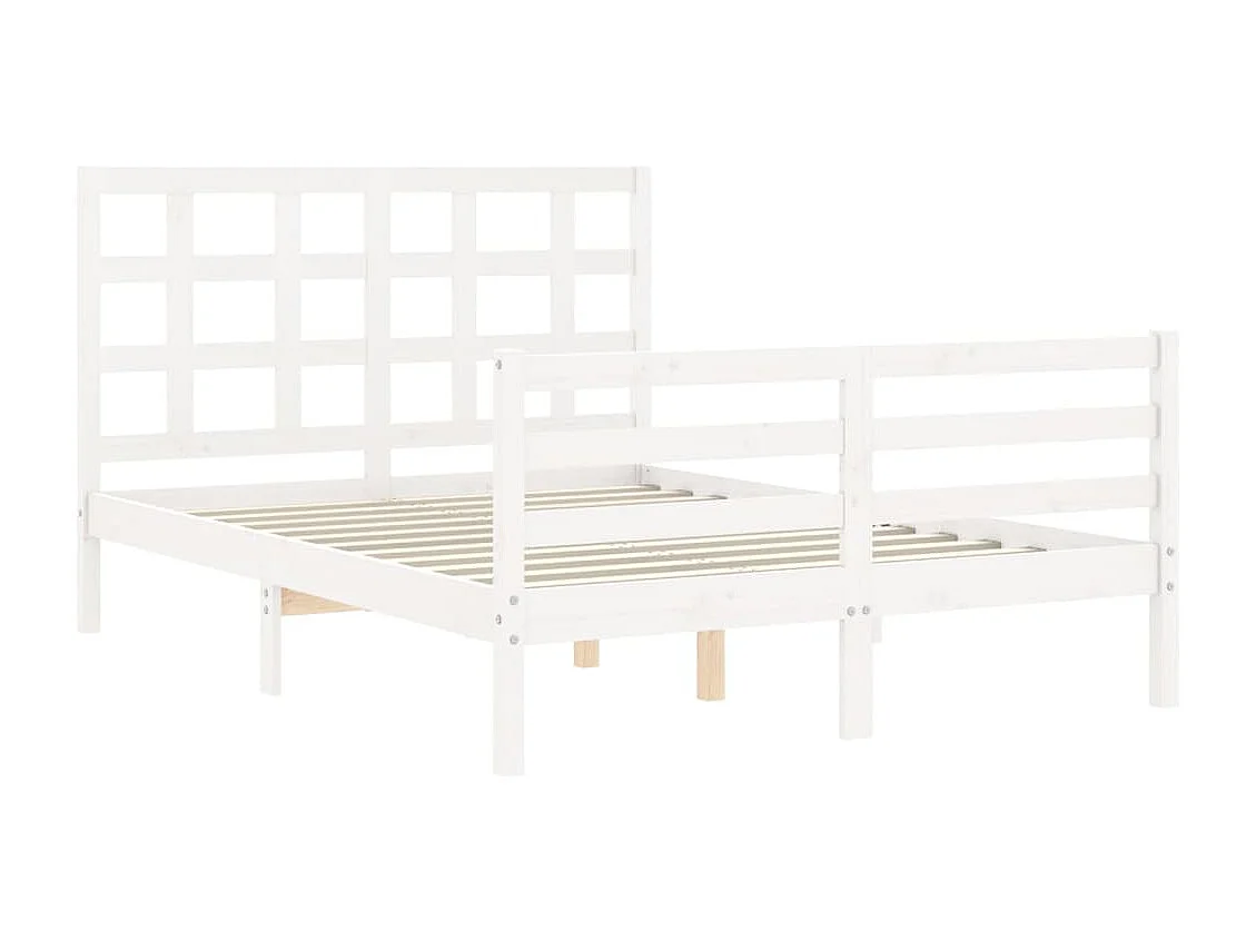 Cadre de lit sans matelas blanc bois massif