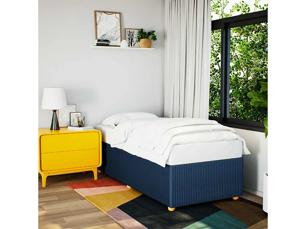 Cadre de lit sans matelas bleu 100x200 cm tissu