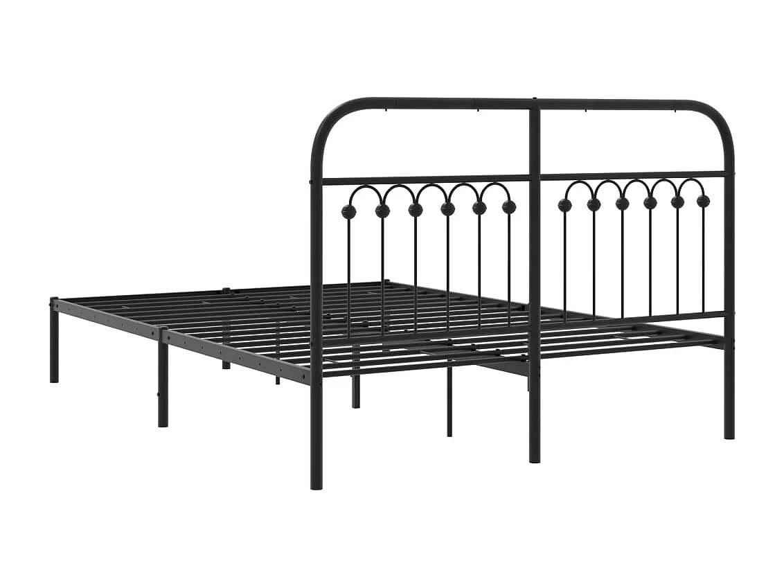 Cadre de lit métal sans matelas avec tête de lit noir 140x200cm