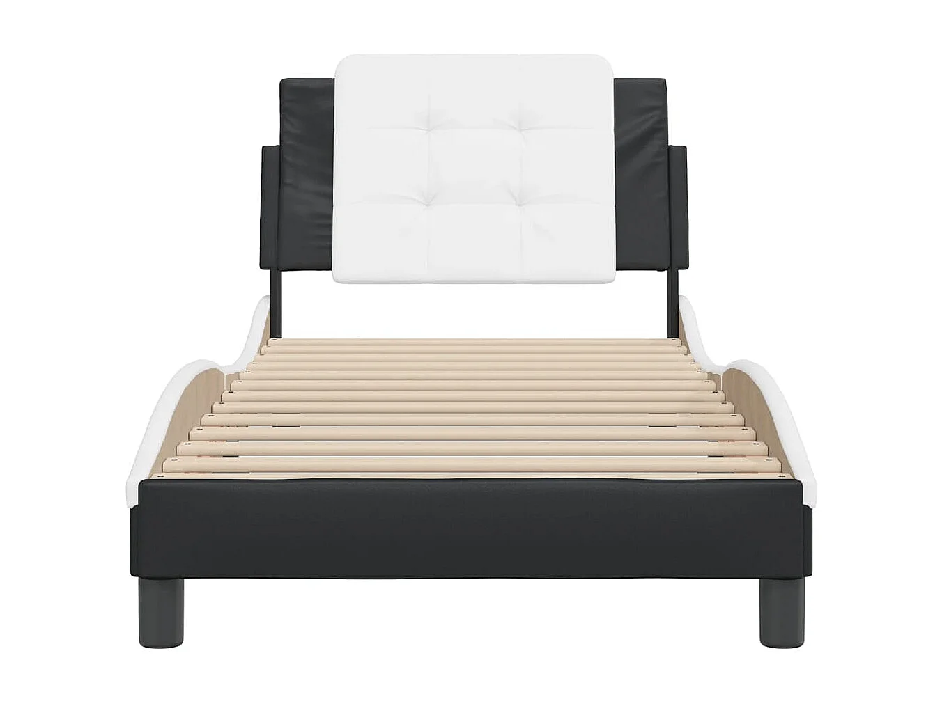 Giroletto con Testiera Nero e Bianco 80x200 cm in Similpelle