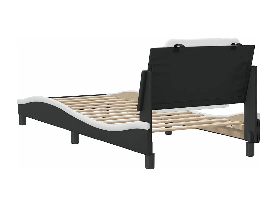 Giroletto con Testiera Nero e Bianco 80x200 cm in Similpelle