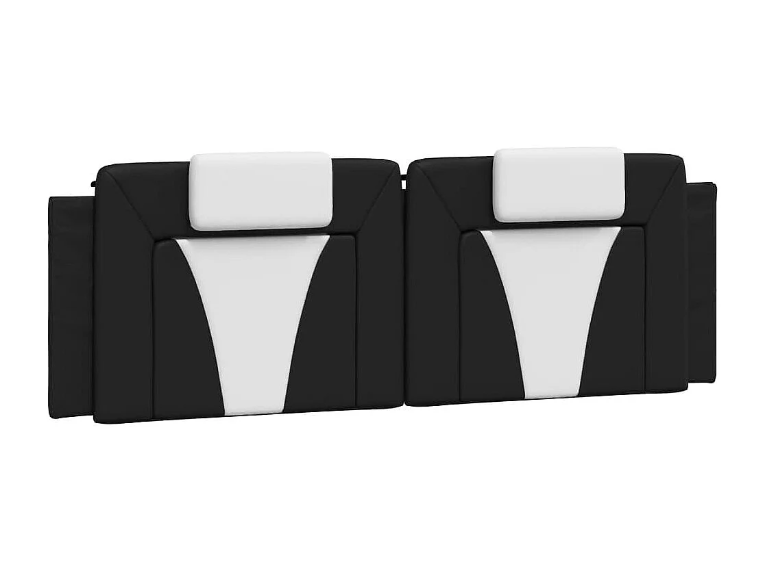 Estructura cama cabecero cuero sintético negro blanco 160x200cm