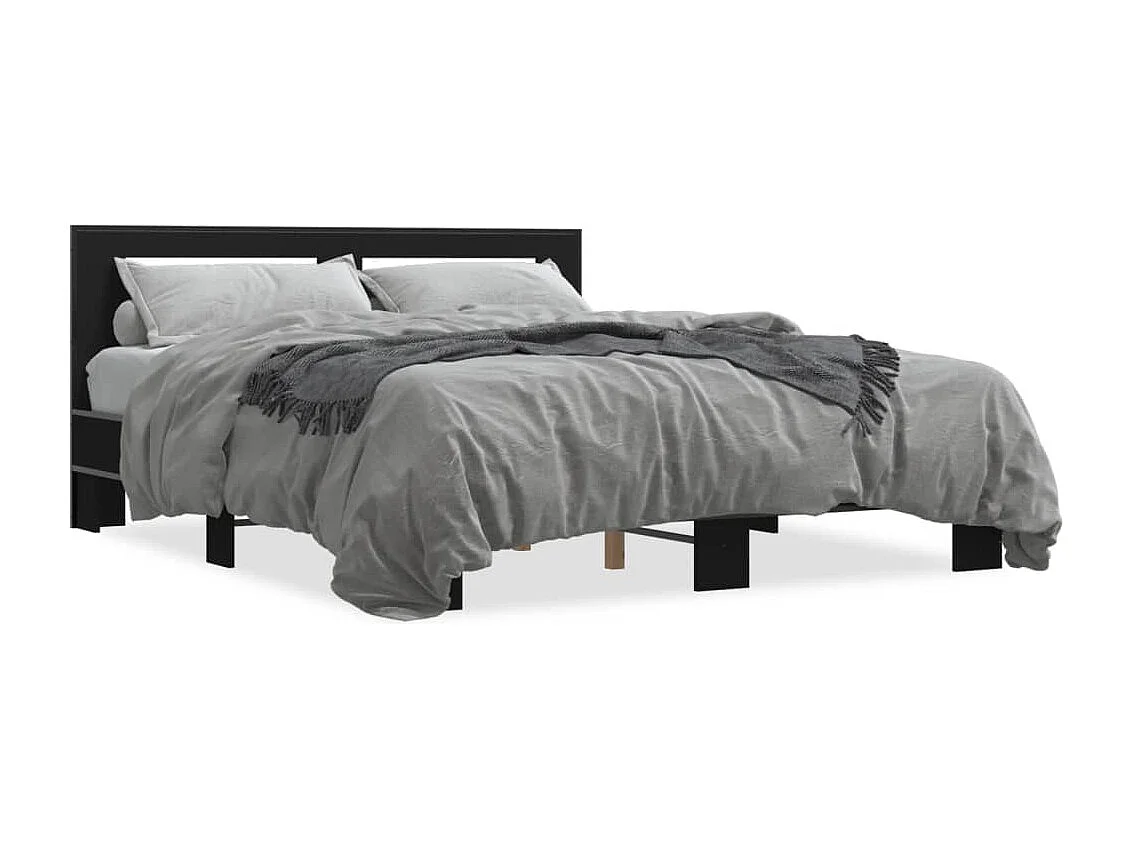 Cadre de lit sans matelas noir 150x200 cm