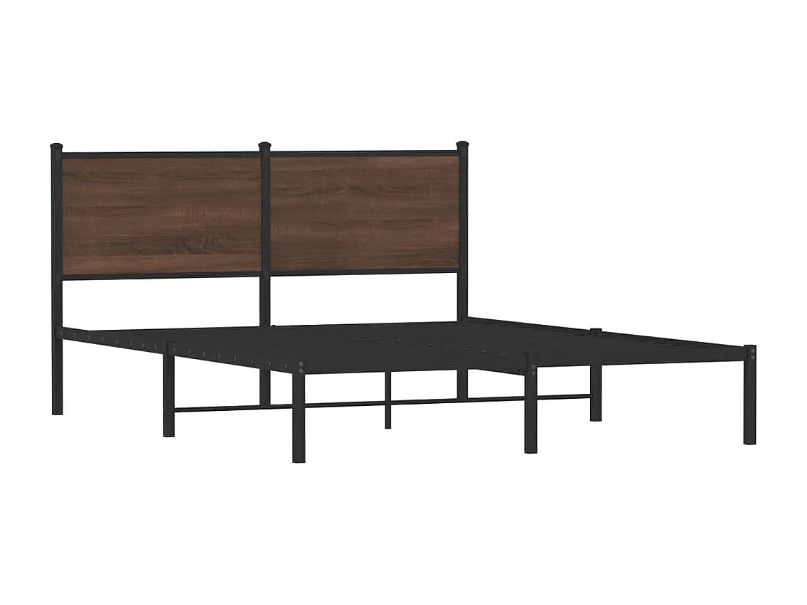 Cadre de lit en métal sans matelas chêne marron 150x200 cm