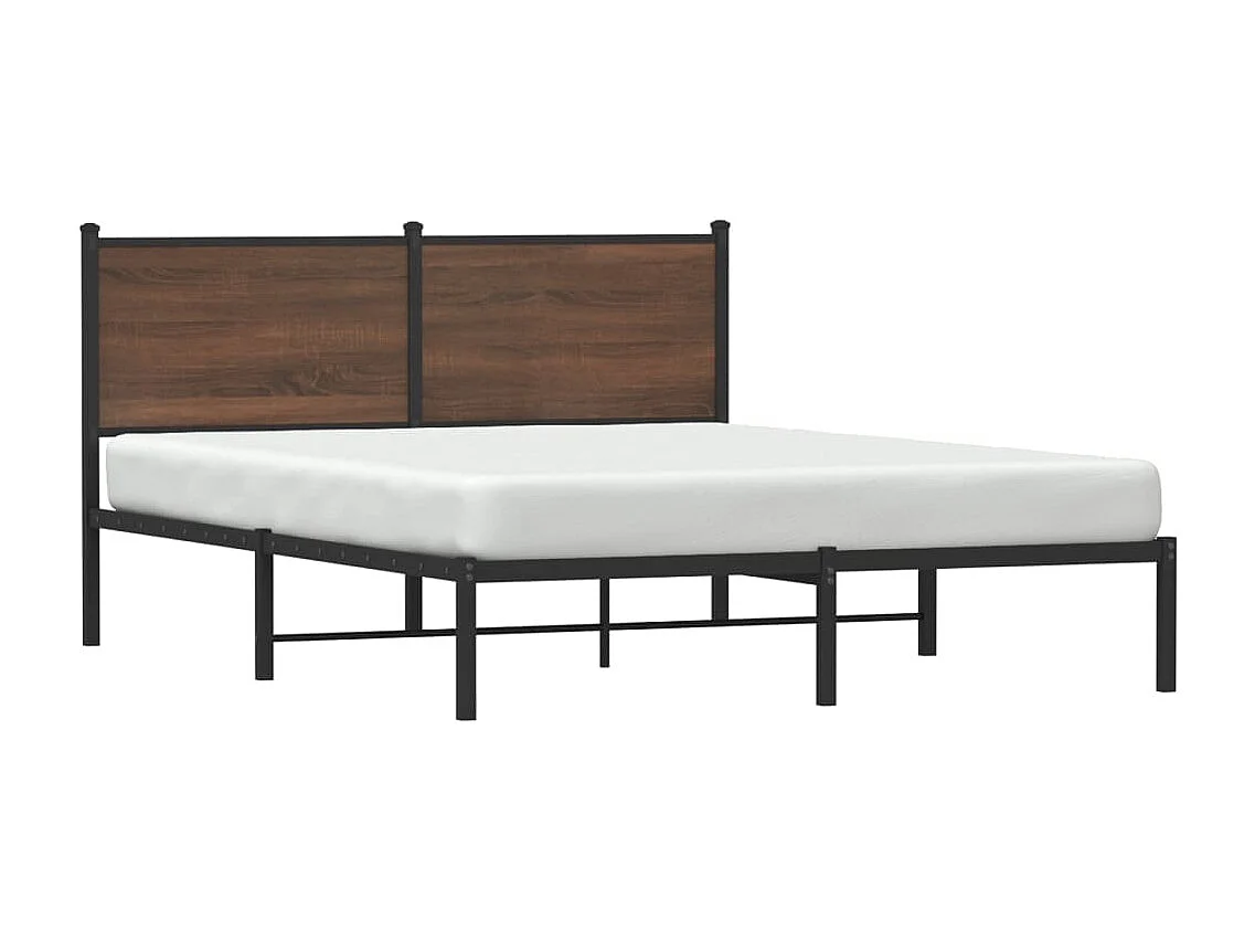 Cadre de lit en métal sans matelas chêne marron 150x200 cm