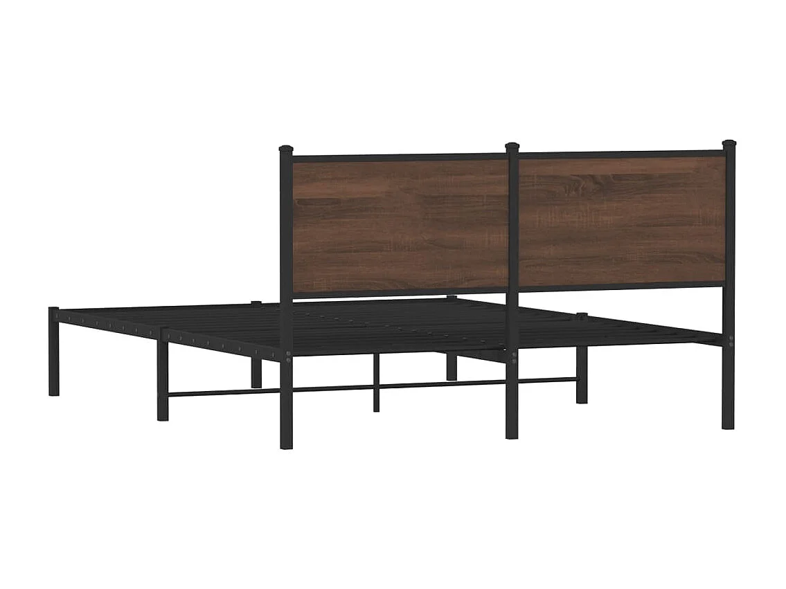 Cadre de lit en métal sans matelas chêne marron 150x200 cm