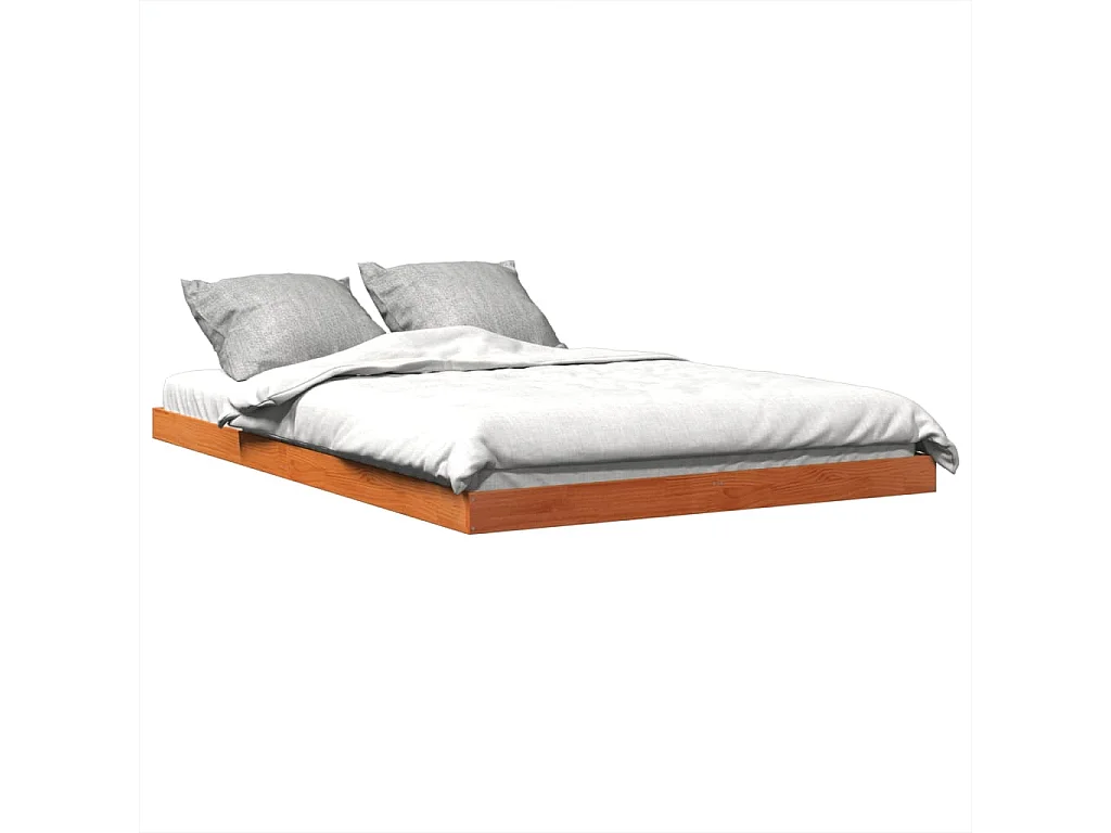 Cadre de lit sans matelas cire marron 140x200cm bois pin massif