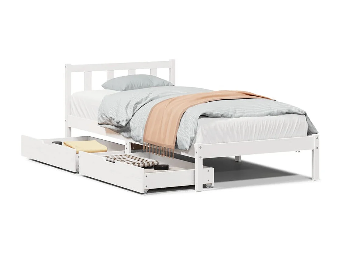 Bedframe zonder matras massief grenenhout wit 90x200 cm