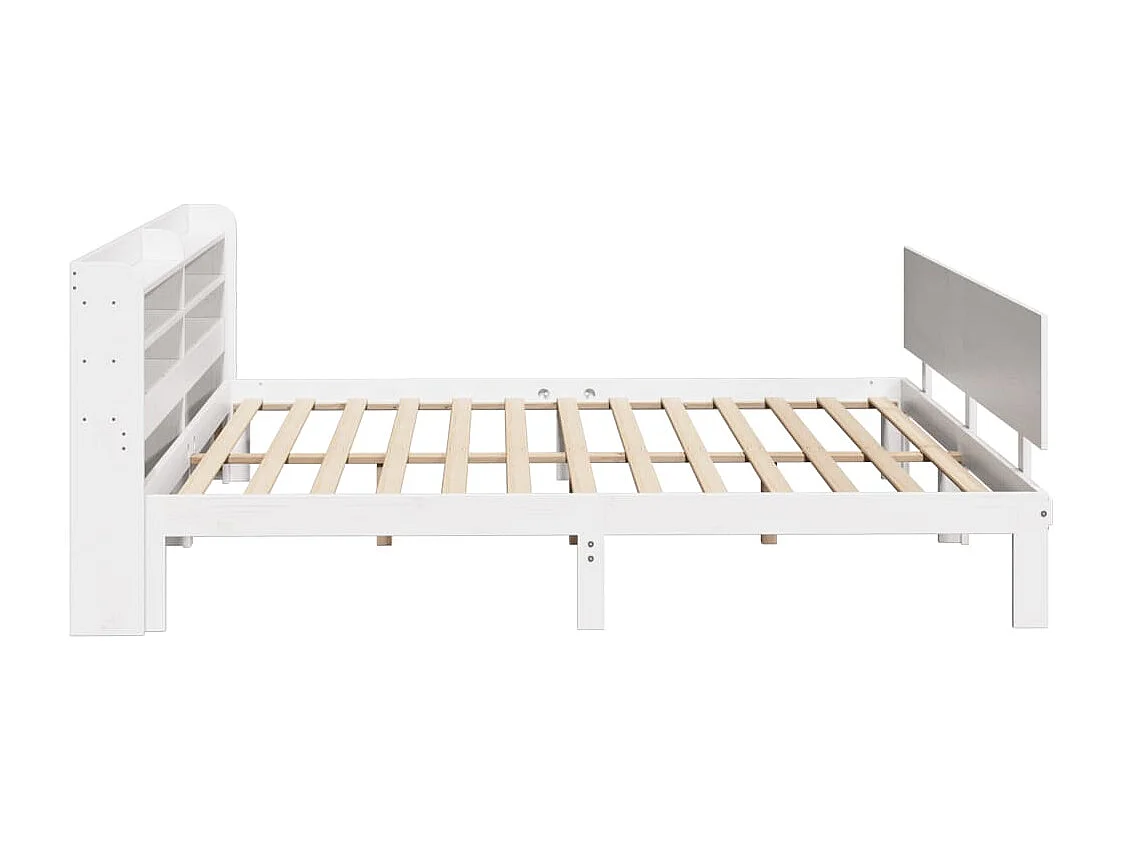 Cadre de lit avec tête de lit sans matelas blanc 200x200 cm