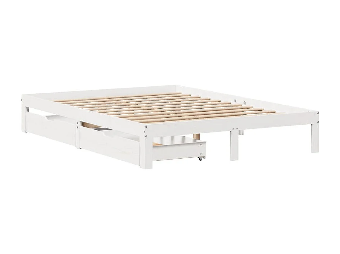 Cadre de lit avec tiroirs sans matelas blanc 140x200 cm