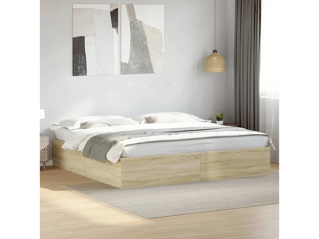 Cadre de lit sans matelas chêne sonoma 200x200 cm
