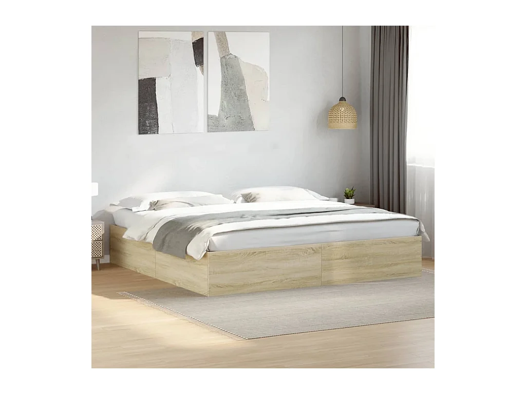 Bedframe bewerkt hout sonoma eikenkleurig 200x200 cm